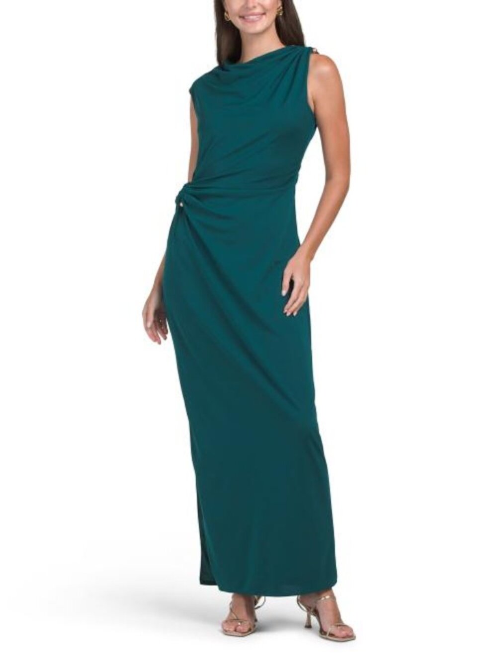 BETSY & ADAM Made In Usa High Neck Knit Gown